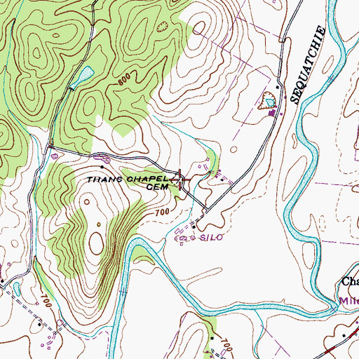 Topographic Map of Thans Chapel Cemetery, TN