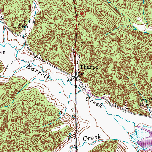 Topographic Map of Tharpe, TN