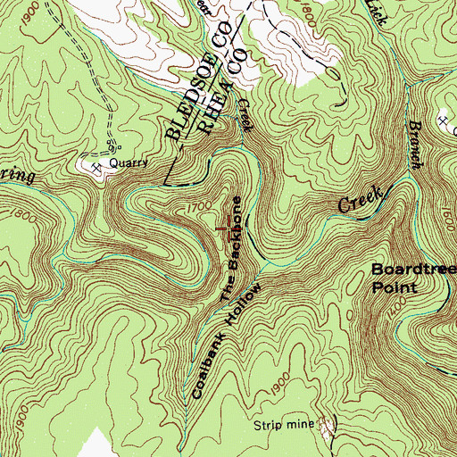 Topographic Map of The Backbone, TN