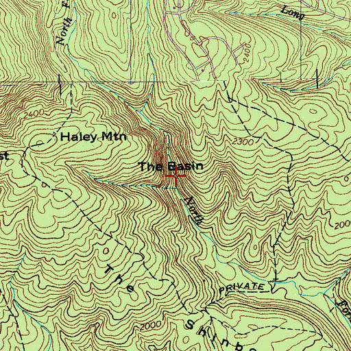 Topographic Map of The Basin, TN