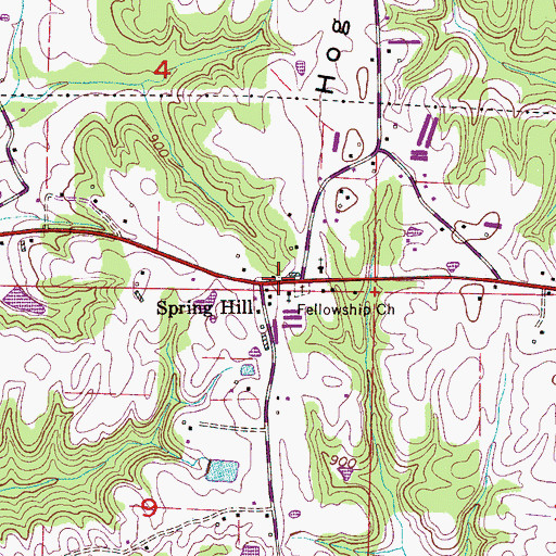 Topographic Map of Spring Hill, AL