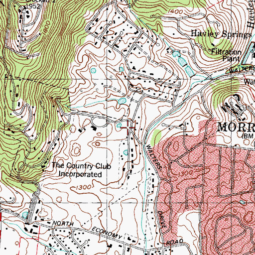 Topographic Map of The Country Club, TN