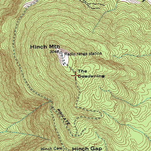 Topographic Map of The Deadening, TN