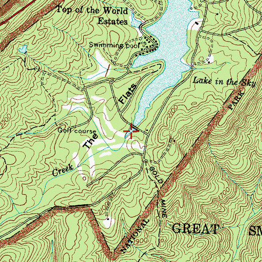 Topographic Map of The Flats, TN