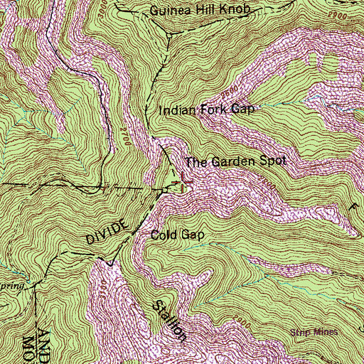 Topographic Map of The Garden Spot, TN