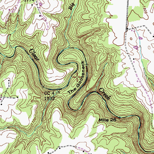 Topographic Map of The Gooseneck, TN