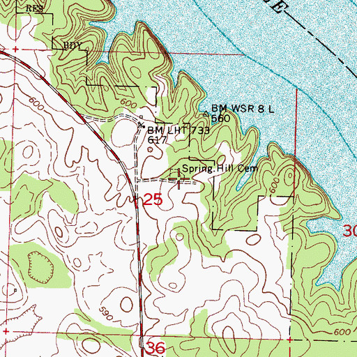 Topographic Map of Spring Hill Cemetery, AL