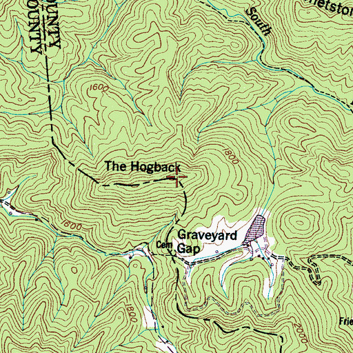 Topographic Map of The Hogback, TN