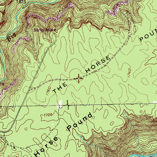 Topographic Map of The Horse Pound, TN