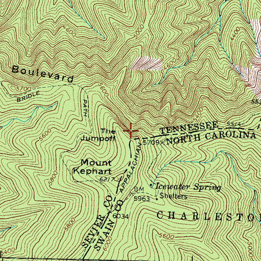 Topographic Map of The Jumpoff, TN