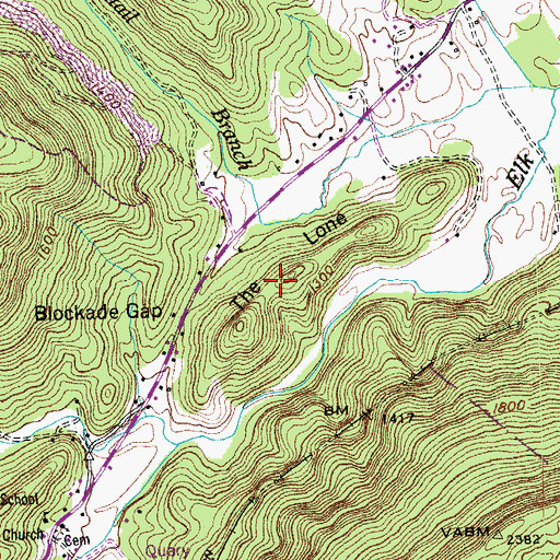 Topographic Map of The Lone, TN