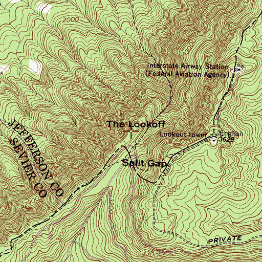 Topographic Map of The Lookoff, TN