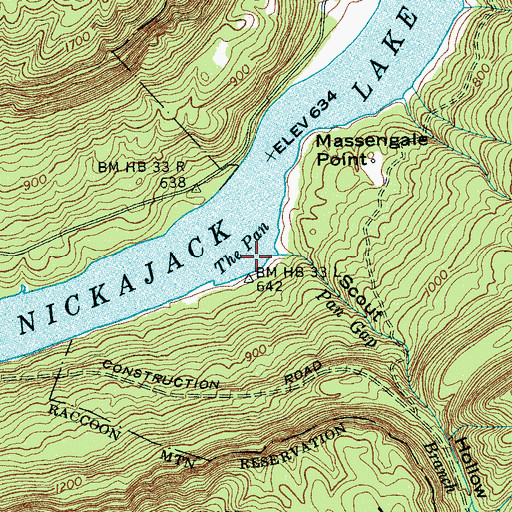 Topographic Map of The Pan, TN