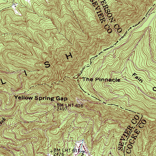 Topographic Map of The Pinnacle, TN