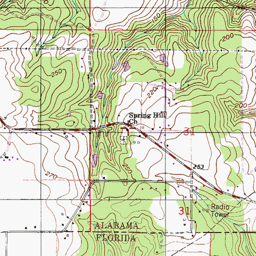 Topographic Map of Spring Hill Church, AL