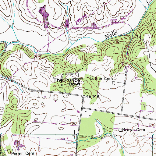 Topographic Map of The Punch Bowl, TN