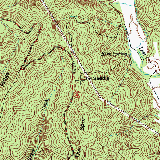 Topographic Map of The Saddle, TN