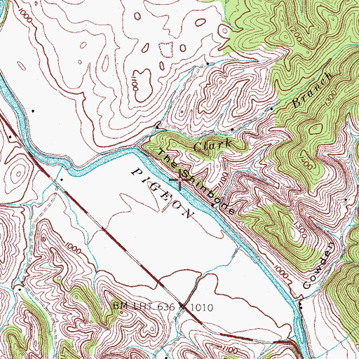 Topographic Map of The Shinbone, TN