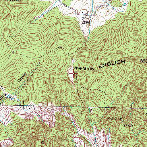 Topographic Map of The Sink, TN