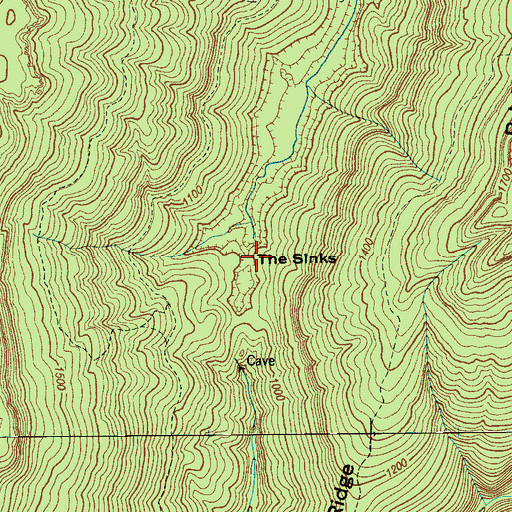 Topographic Map of The Sinks, TN