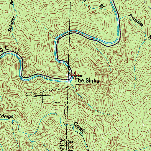 Topographic Map of The Sinks, TN