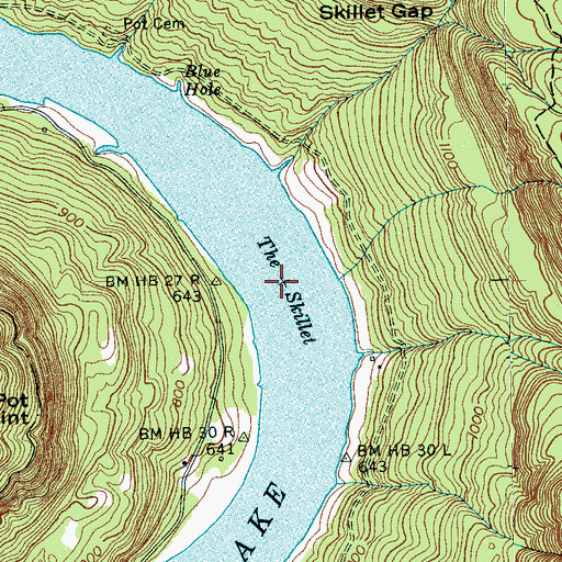 Topographic Map of The Skillet, TN
