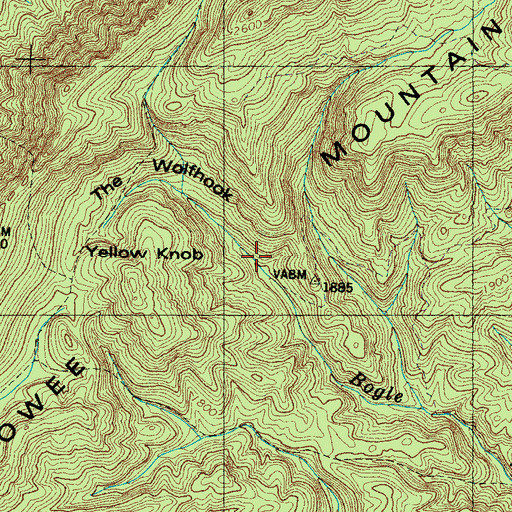 Topographic Map of The Wolfhook, TN