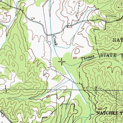 Topographic Map of Thomas Branch, TN