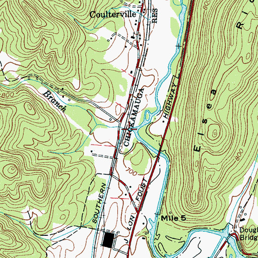 Topographic Map of Thomas Branch, TN