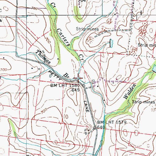 Topographic Map of Thomas Branch, TN