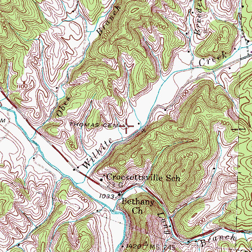 Topographic Map of Thomas Cemetery, TN