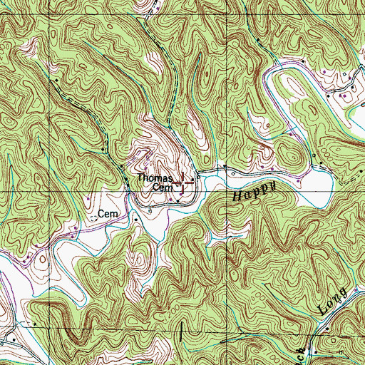 Topographic Map of Thomas Cemetery, TN
