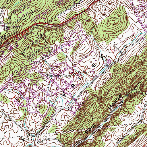 Topographic Map of Thomas Cemetery, TN