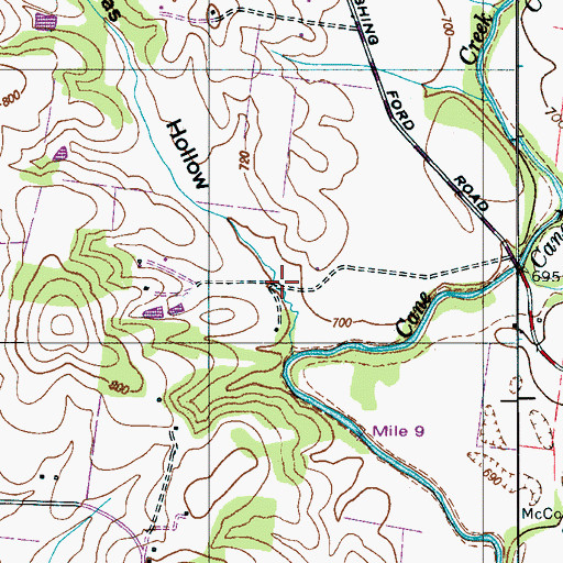 Topographic Map of Thomas Hollow, TN