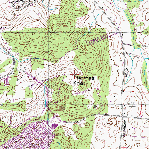 Topographic Map of Thomas Knob, TN
