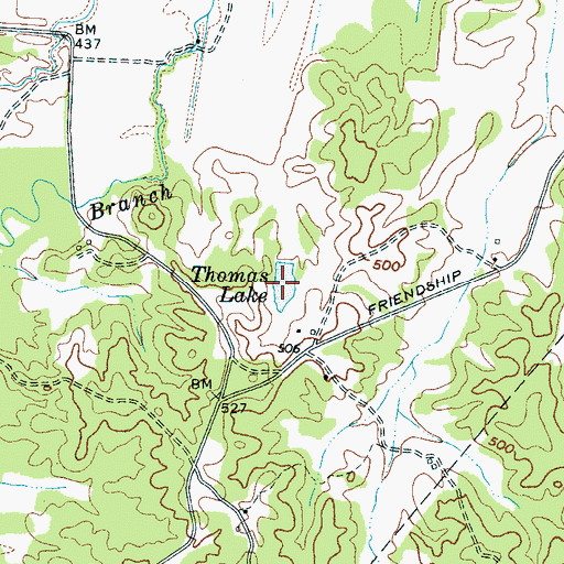 Topographic Map of Thomas Lake, TN