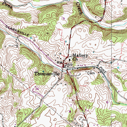 Topographic Map of Thomasville, TN