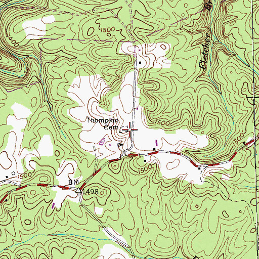 Topographic Map of Thompkin Cemetery, TN