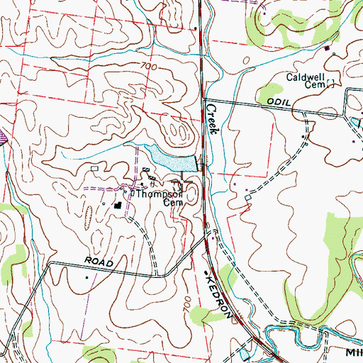 Topographic Map of Thompson Cemetery, TN