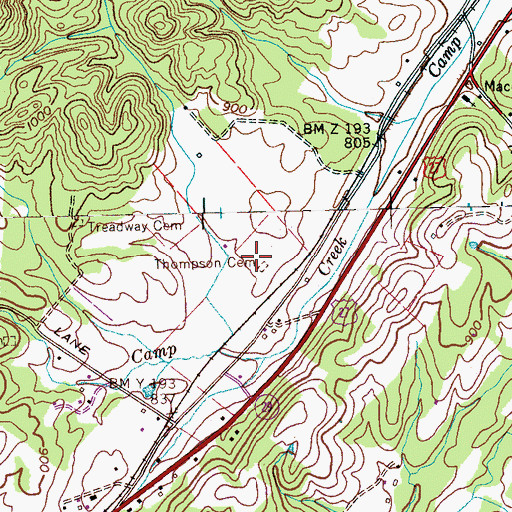 Topographic Map of Thompson Cemetery, TN