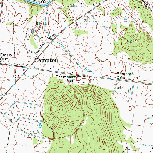 Topographic Map of Thompson Cemetery, TN
