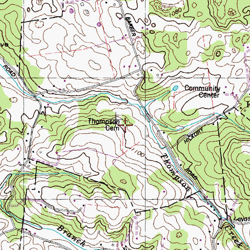 Topographic Map of Thompson Cemetery, TN