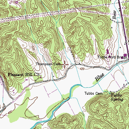 Topographic Map of Thompson Cemetery, TN