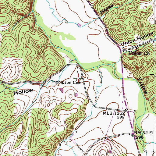 Topographic Map of Thompson Cemetery, TN