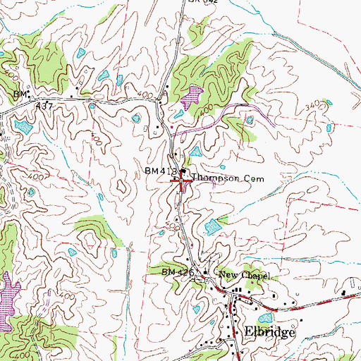 Topographic Map of Thompson Cemetery, TN
