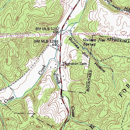 Topographic Map of Thompson Cemetery, TN