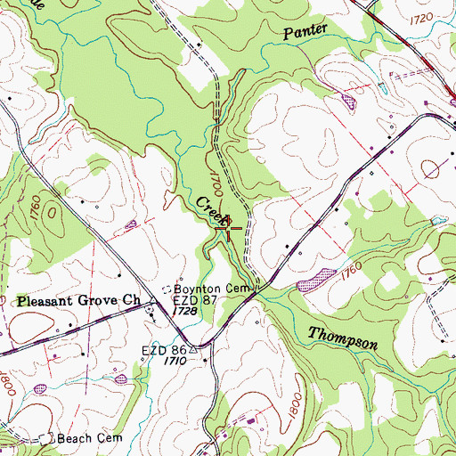 Topographic Map of Thompson Creek, TN