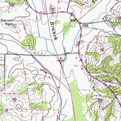 Topographic Map of Thompson Creek Branch, TN