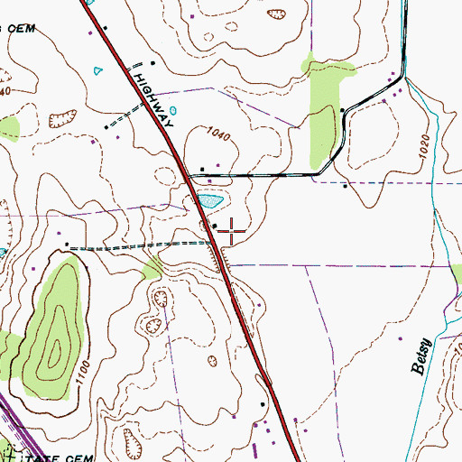 Topographic Map of Thompson Hall School, TN