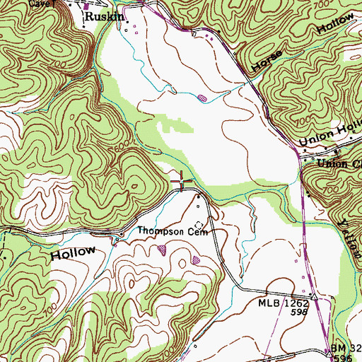Topographic Map of Thompson Hollow, TN